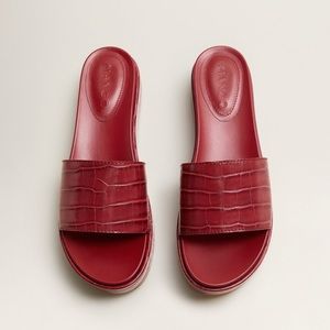 Mango Red “Croc Effect” Chunky Slip Ons